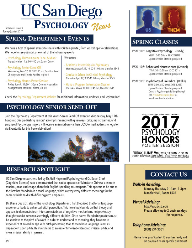 UCSD Psychology News Spring 2017